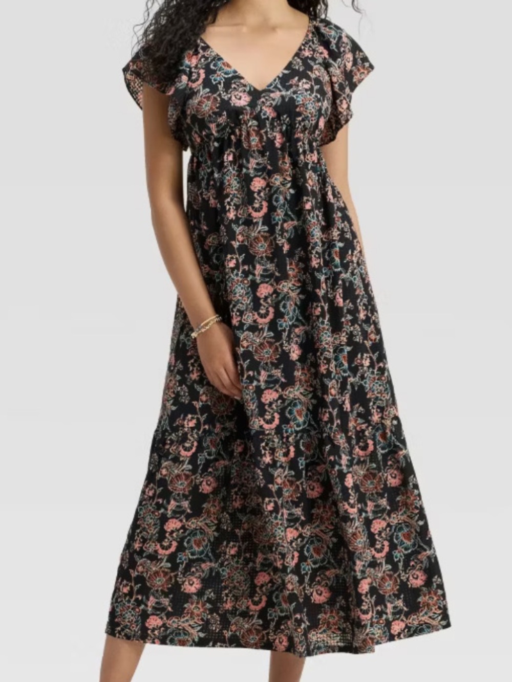 Universal Thread Flutter Short Sleeve Maxi A-Line Dress
